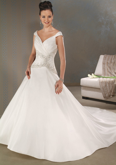 Handmade Modest Wedding Dress with Cap Sleeves BO020