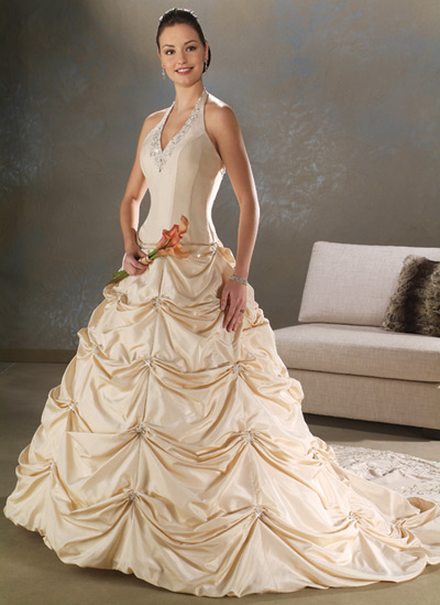 Orifashion HandmadeModest Halter Wedding Dress BO023