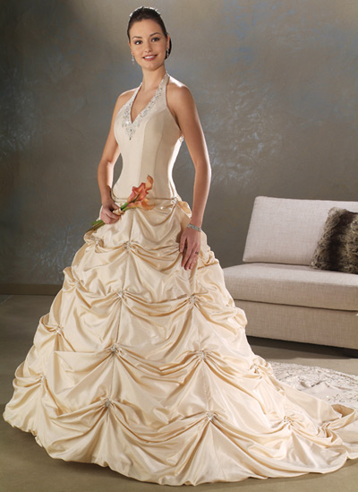 Handmade Modest Halter Wedding Dress BO023