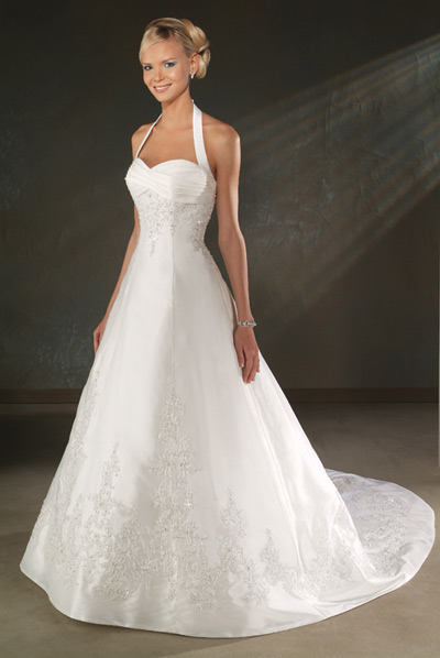 Handmade Modest Halter Wedding Dress BO024