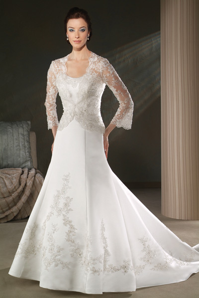 ALine Modest Formal Wedding dress with Long Sleeve Jacket BO025