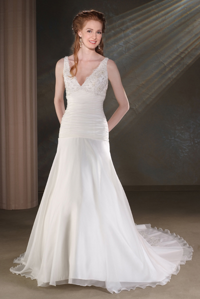 Handmade Modest Silk Chiffon Wedding Dress BO045
