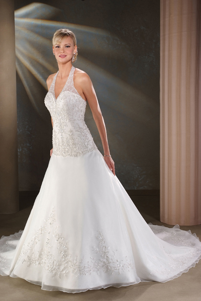 Handmade Modest Halter Wedding Dress BO052