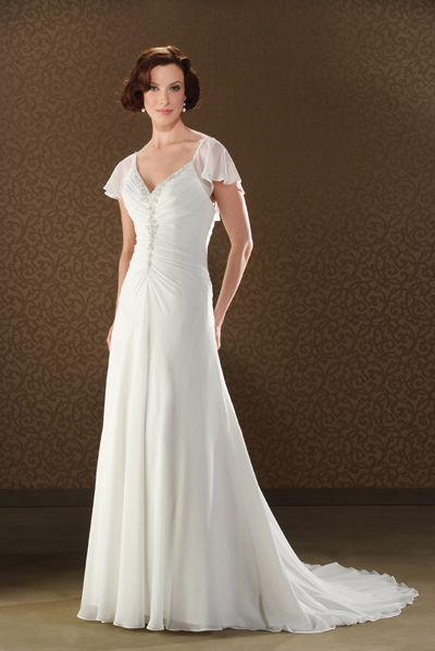 Handmade Modest Silk Chiffon Wedding Dress BO074