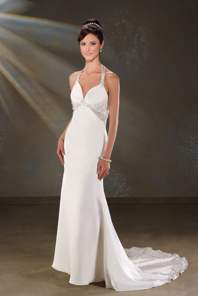 Handmade Modest Elegant Charmeuse Wedding Dress BO076