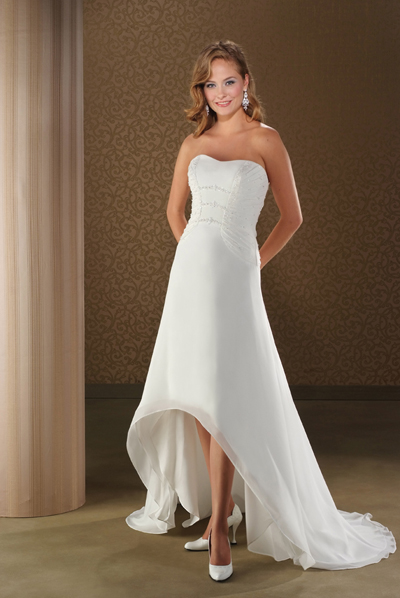 Handmade Modest Unique High-low Wedding Dress BO082