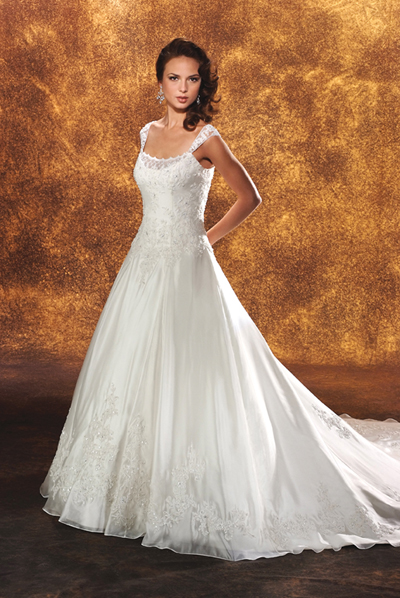 Handmade Modest Embroidered Bridal Gown with Cap Sleeves BO083