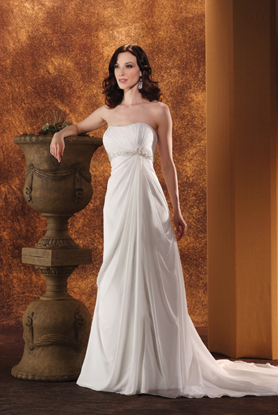 Handmade Modest Simple Silk Chiffon Wedding Dress BO103
