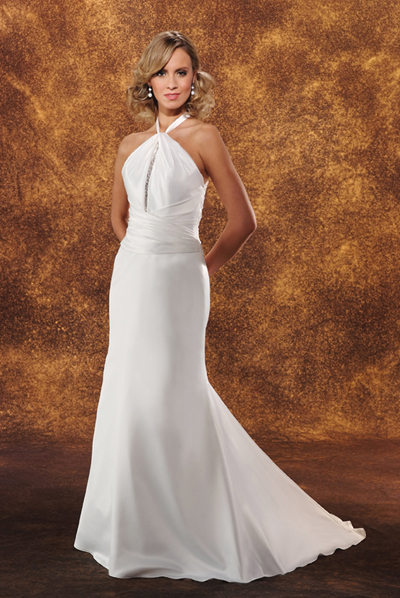 Handmade Modest Unique Halter Wedding Dress BO105