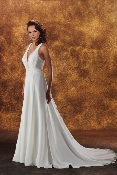 Handmade Modest Silk Chiffon Wedding Dress BO107