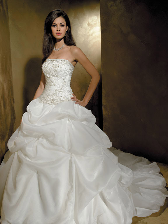 Handmade Romantic Silk Satin Organza Wedding Dress AL003