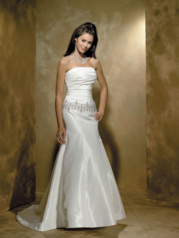 Handmade Silk Taffeta Wedding Dress with Jeweled Waistline AL010