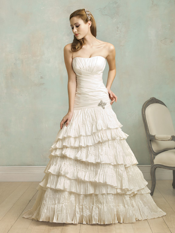 Handmade Unique Crinkled Design Wedding Dress AL144