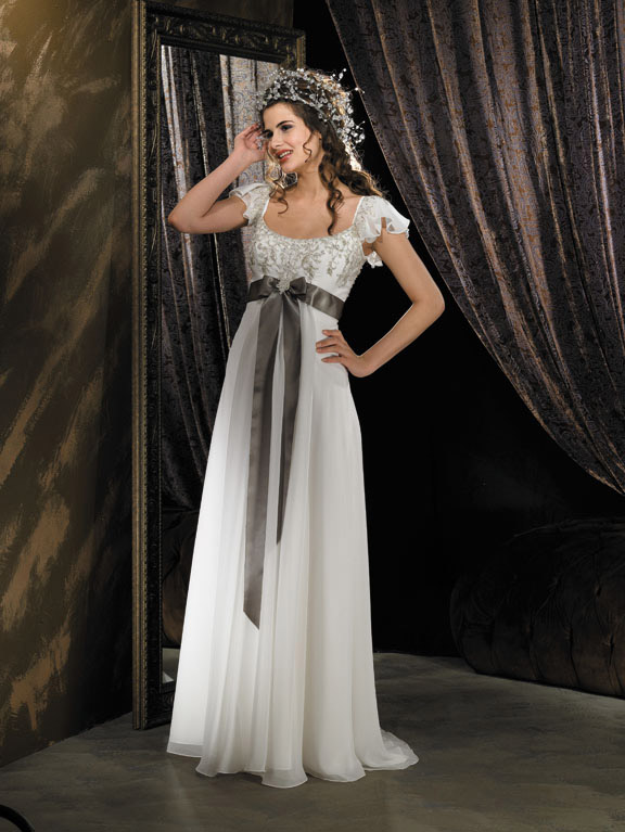 Handmade Modest Silk Chiffon Wedding Dress BO191