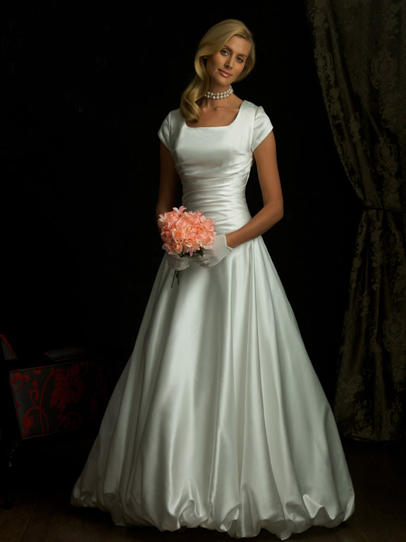 Handmade Modest Wedding Dress with Short Sleeves BO204