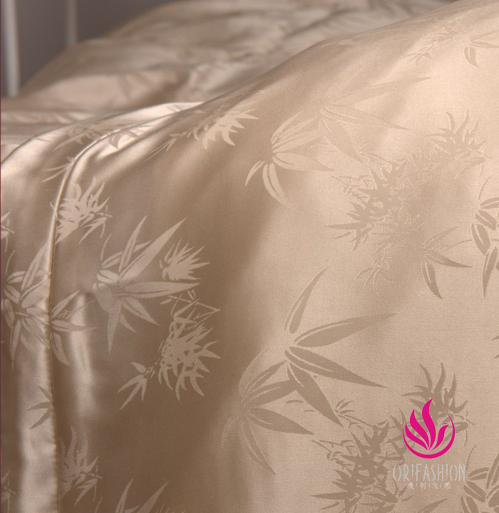 Orifashion Silk Bedding 4PCS Set Jacquard Bamboo Leaves Queen Si - Click Image to Close