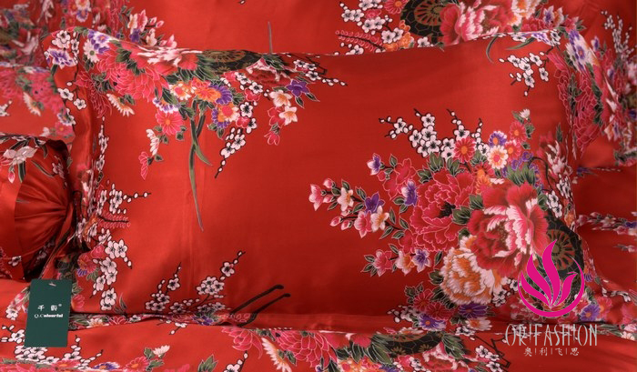 Orifashion Silk Bedding 8PCS Set Printed Floral Pattern King Siz - Click Image to Close