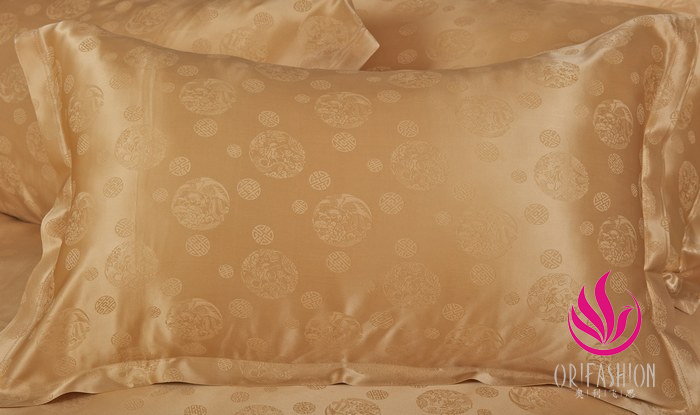 Orifashion Silk Bedding 4PCS Set Jacquard Circles Pattern Queen - Click Image to Close