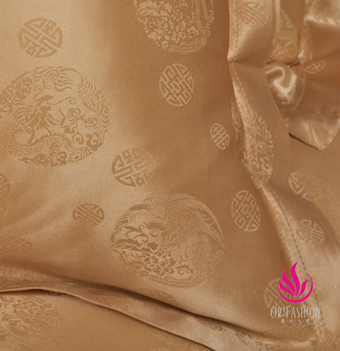 Orifashion Silk Bedding 4PCS Set Jacquard Circles Pattern Queen