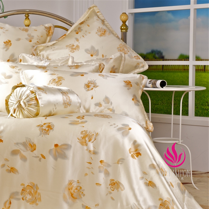 Seamless Orifashion Silk Bedding 4PCS Set Printed Pattern Queen