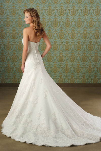 Embroidered Strapless A-Line Bridal Gown / Wedding Dress EG58