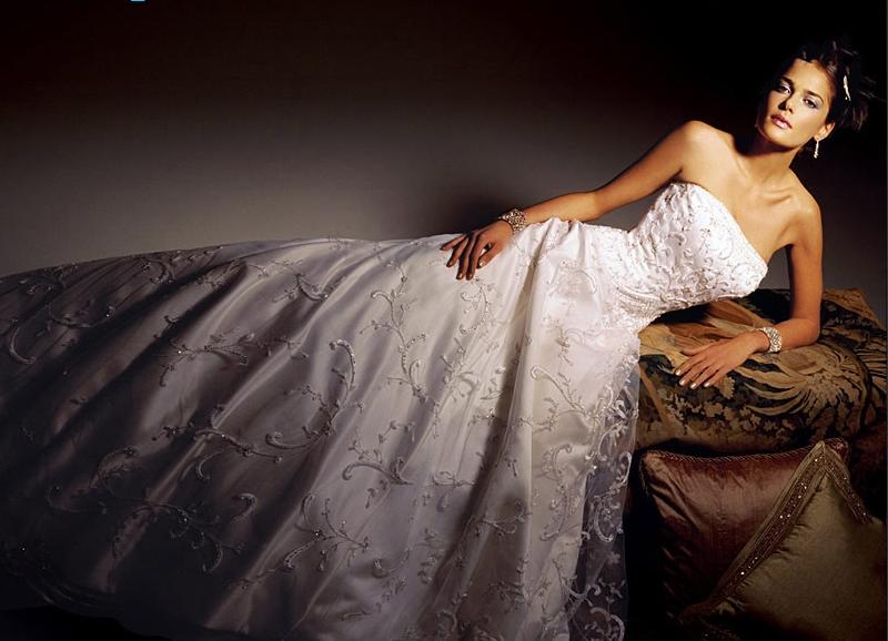 Orifashion HandmadeLuxury Embroidered Silk Tulle Bridal Gown EG1