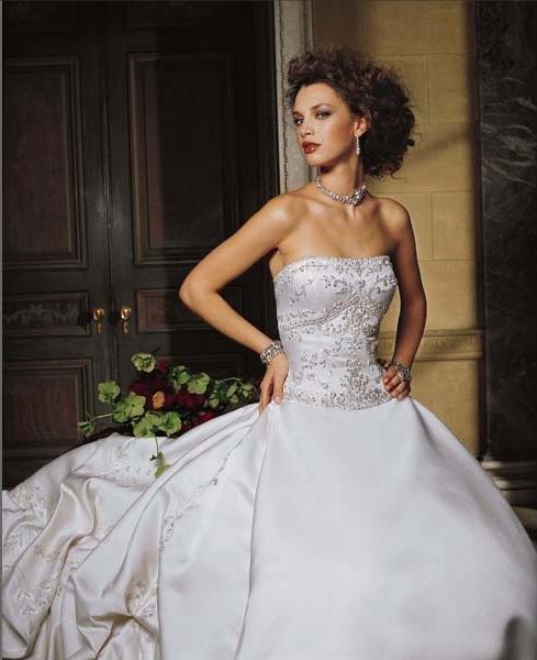 Embroidered Strapless A-Line Bridal Gown / Wedding Dress EG24