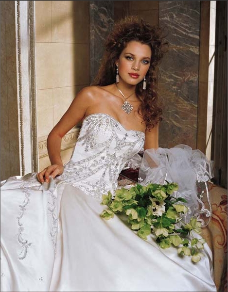 Embroidered Strapless A-Line Bridal Gown / Wedding Dress EG30