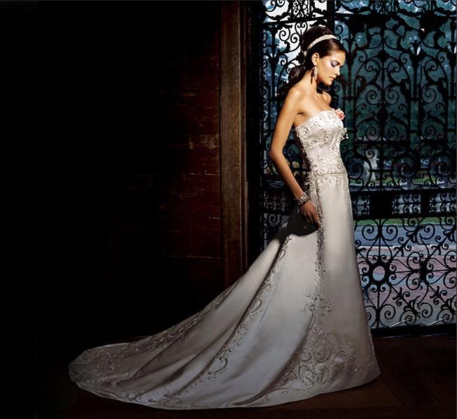 Embroidered Strapless A-Line Bridal Gown / Wedding Dress EG43